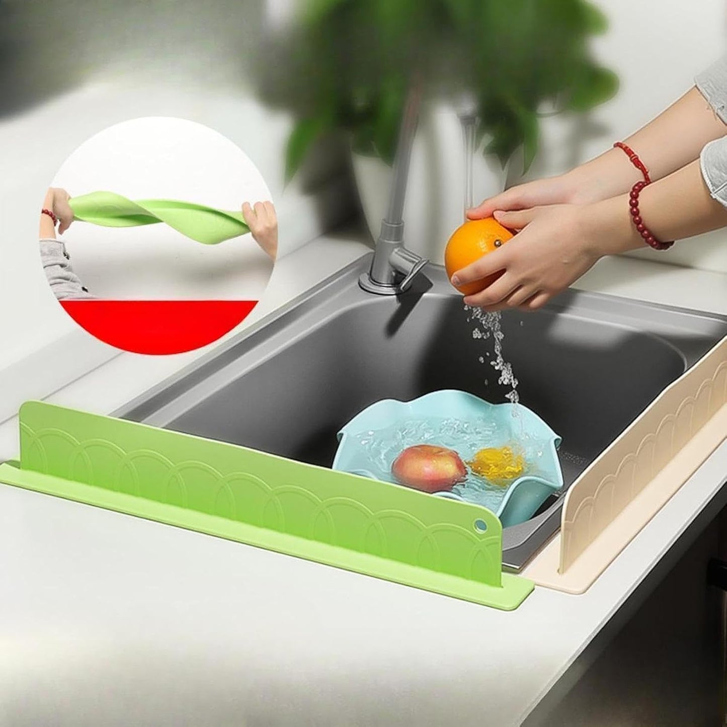 Silicone Splash Guard For Kitchen Sink (Assorted colour)